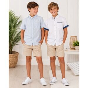 NWT Denim & Flower Ricky Singh Boys 9/10 Button Shirt Bundle 2 Short Sleeve